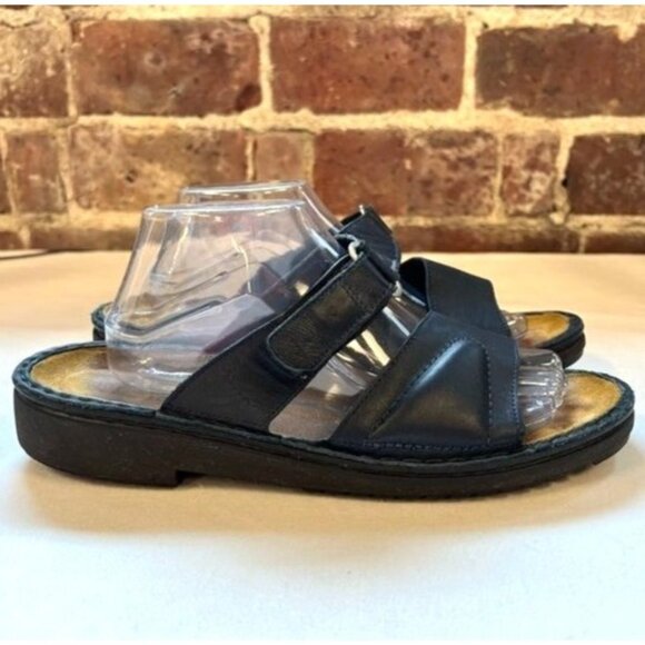 Naot Black Leather Slip On Double Strap Sandals Sz 42 US 11 - Picture 1 of 9